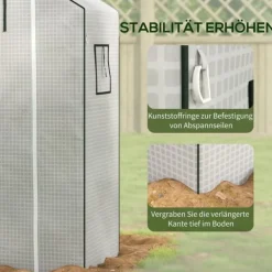 Rootz Greenhouse Film Cover - UV -skyddad ersättning tarp - tårbeständig plast - 140x73x190cm vit