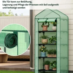 Rootz Greenhouse With Rollers - Foil Shelter - Plant Grow House - Skyddar från UV & Frost - 70x163x50cm, grönt, svart Växthus