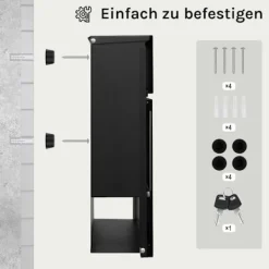 Rootz Mailbox med tidningsutrymme - Letterbox - Wall Mount Post Box - Waterproof - 37x37x10,5 cm svart