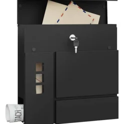Rootz Mailbox med tidningsutrymme - Letterbox - Wall Mount Post Box - Waterproof - 37x37x10,5 cm svart