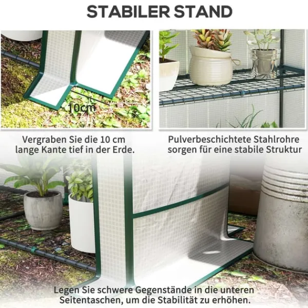 Rootz Mini -Greenhouse - Plant Shelter - Portable Greenhouse - UV Resistant - 144 x 48 x 152 cm - Perfekt för små trädgårdar