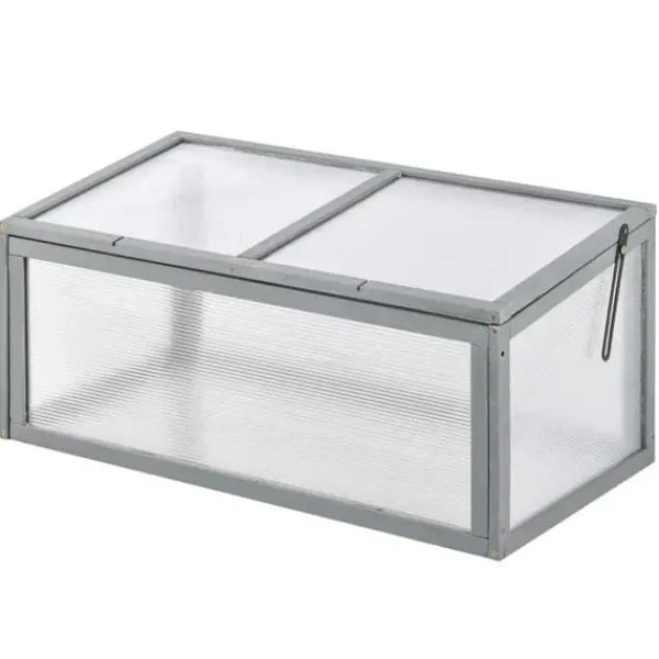 Rootz Miniväxthus - Trädgårdsväxthus - Trä + Polykarbonat - Grå - 90 x 46 x 40 cm