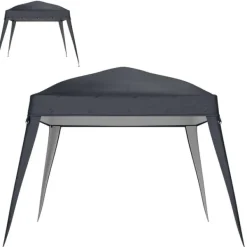 Sale Rootz Pavilion Replacement Roof - Garden Tent Cover - Tarpaulin Canopy - UPF50+ Protection - 3x3m Base, 2.4x2.4m Top - Grey Oxford Fabric Tält & Lusthus