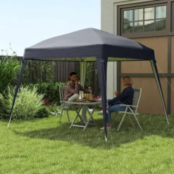 Sale Rootz Pavilion Replacement Roof - Garden Tent Cover - Tarpaulin Canopy - UPF50+ Protection - 3x3m Base, 2.4x2.4m Top - Grey Oxford Fabric Tält & Lusthus