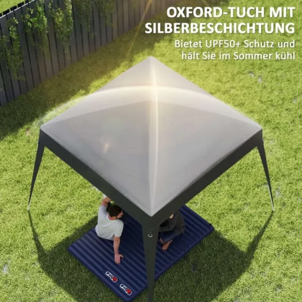 Sale Rootz Pavilion Replacement Roof - Garden Tent Cover - Tarpaulin Canopy - UPF50+ Protection - 3x3m Base, 2.4x2.4m Top - Grey Oxford Fabric Tält & Lusthus