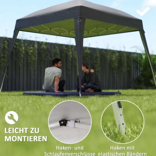 Sale Rootz Pavilion Replacement Roof - Garden Tent Cover - Tarpaulin Canopy - UPF50+ Protection - 3x3m Base, 2.4x2.4m Top - Grey Oxford Fabric Tält & Lusthus