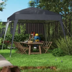 Sale Rootz Pavilion Replacement Roof - Garden Tent Cover - Tarpaulin Canopy - UPF50+ Protection - 3x3m Base, 2.4x2.4m Top - Grey Oxford Fabric Tält & Lusthus