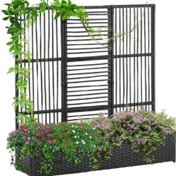 Discount Rootz Plant Kruka - Blomlåda - Planteringskärl med spaljé - Väderbeständig PE-harts och stål - 103cm x 103cm x 29cm - Enkel montering - Snygg & funkti | CDON Krukor & Växtbehållare