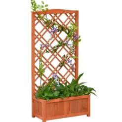 Online Rootz Planteringslåda - Upphöjd säng - Blomsterställ - Granträ - Gul - 60 x 30 x 122,5 cm Valvbågar, Spaljéer, Bersåer & Pergolor