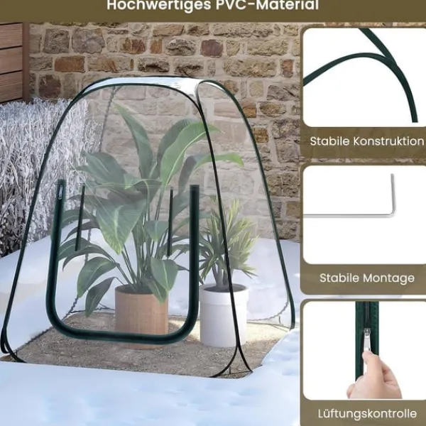 Rootz Pop -Up Greenhouse - Winter Protection Tent - Mini Transparent Hibernation - Easy Setup - Stöder växttillväxt - 70x70x80 cm