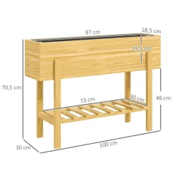 Rootz träblommor - Upphöjd planterare - Garden Bed - Fleece foder - Hälsosam jord - 100 x 30 x 70,5 cm