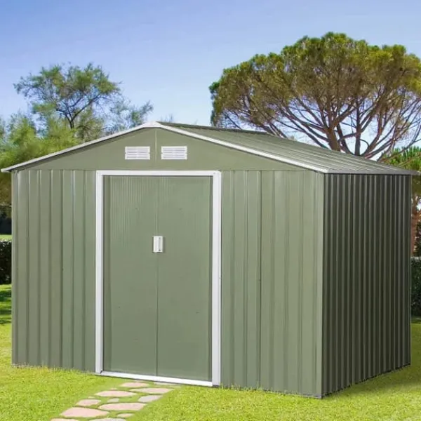 New Rootz Trädgårdsbod - Verktygsskjul - Korrugerat stål - Ljusgrön - 2,77 x 1,95 x 1,92 cm Skjul, Garage & Carports