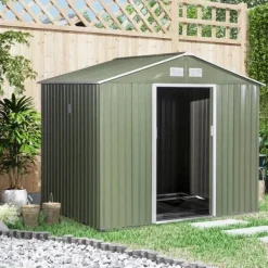 New Rootz Trädgårdsbod - Verktygsskjul - Korrugerat stål - Ljusgrön - 2,77 x 1,95 x 1,92 cm Skjul, Garage & Carports