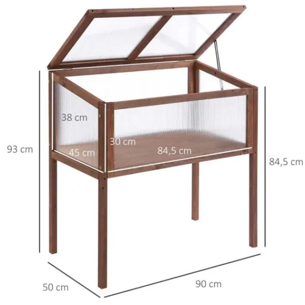 Sale Rootz Upphöjd säng - Odlingsbord - Örtbädd - Växtlåda för trädgården - Balkong och uteplats - Granträ - PC Board - Brun - 90 x 50 x 93 cm Planteringsbänkar