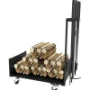 Discount Rootz Vedförvaringsställ - Vedställ - Vedhållare - Metallkonstruktion - 48cm x 30cm x 76cm Tillbehör Till Vedeldade Kaminer & Öppna Spisar