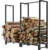 New Rootz Vedställ - Vedställ - Tändningsorganisator - Rymmer 200 kg - Pulverlackerat stål - 123cm x 32cm x 115cm Tillbehör Till Vedeldade Kaminer & Öppna Spisar