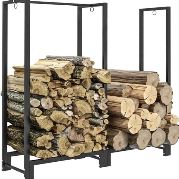 New Rootz Vedställ - Vedställ - Tändningsorganisator - Rymmer 200 kg - Pulverlackerat stål - 123cm x 32cm x 115cm Tillbehör Till Vedeldade Kaminer & Öppna Spisar