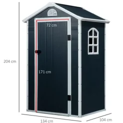 Rootz Verktygsbod - Trädgårdsskjul - Verktygsskjul - Ventilationsfönster - Penttak - Metall - Grå - 134 x 104 x 204 cm