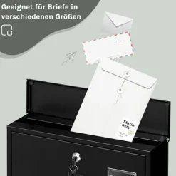 Rootz Wall Mailbox - Outdoor Letterbox - Locking Mail Holder - Rust -resistent, Privacy Secure - 37x37x10.5 cm svart