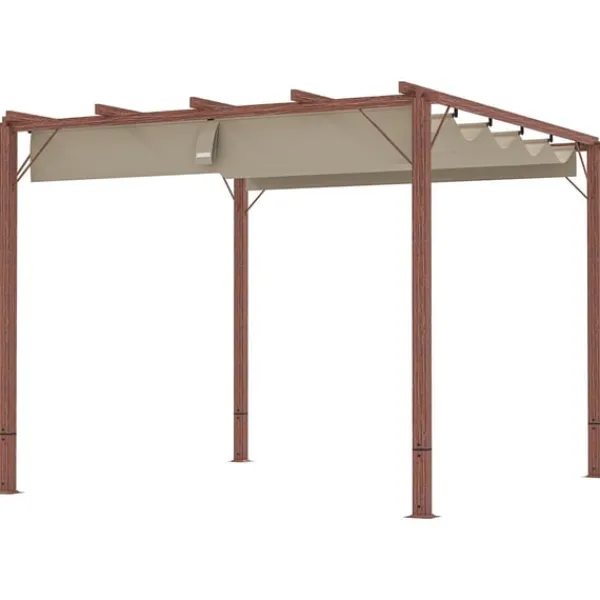 New Rootz 3x3 M Garden Pergola - Terrace Canopy - Patio Cover - UPF30+ Sun Protection - Aluminium Frame - 299x296x232 cm Valvbågar, Spaljéer, Bersåer & Pergolor