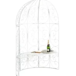 Roséarbåge - Rosie - Halv pavilion - Trädgårdbänk - Vit - Elegant design
