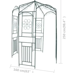 Clearance Rosenbåge 250 cm - Trädgårdsbåge för klätterväxter | Färg: Mörkgrön | Storlek: 250x160 cm Valvbågar, Spaljéer, Bersåer & Pergolor