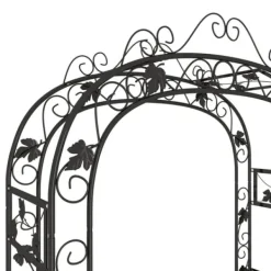 Online Rosenbåge i svart stål - Stabil och mångsidig trädgårdsdekoration | Storlek: 116x45x240 cm | Färg: Svart Valvbågar, Spaljéer, Bersåer & Pergolor