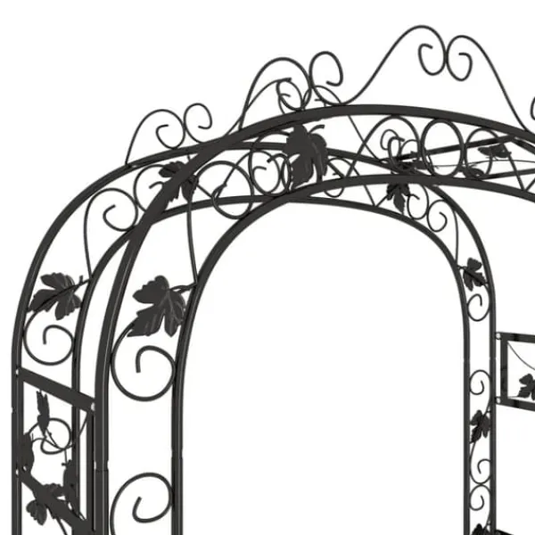 Online Rosenbåge i svart stål - Stabil och mångsidig trädgårdsdekoration | Storlek: 116x45x240 cm | Färg: Svart Valvbågar, Spaljéer, Bersåer & Pergolor