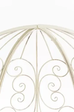 Sale Rosie Half Gazebo Pavilion with Bench - Antique Cream Metal Garden Trellis, 178 cm H Valvbågar, Spaljéer, Bersåer & Pergolor