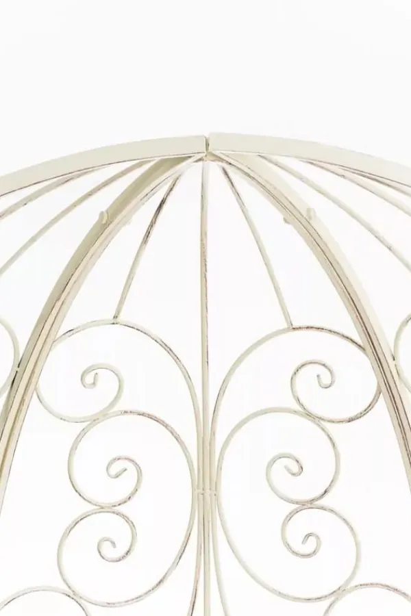 Sale Rosie Half Gazebo Pavilion with Bench - Antique Cream Metal Garden Trellis, 178 cm H Valvbågar, Spaljéer, Bersåer & Pergolor