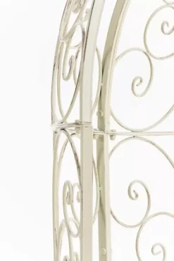 Sale Rosie Half Gazebo Pavilion with Bench - Antique Cream Metal Garden Trellis, 178 cm H Valvbågar, Spaljéer, Bersåer & Pergolor
