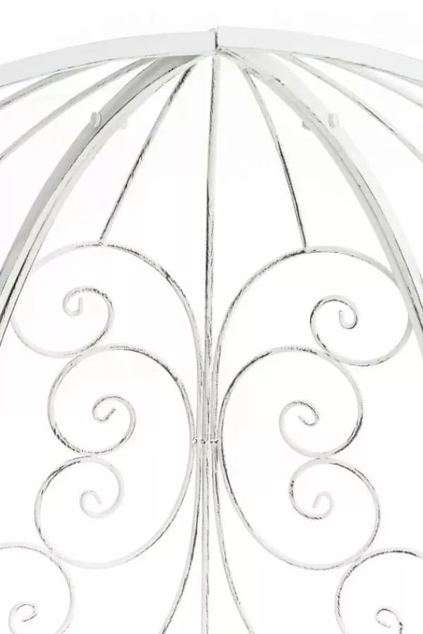 New Rosie Half Gazebo with Bench - Antique White Metal Garden Trellis Pavilion Valvbågar, Spaljéer, Bersåer & Pergolor
