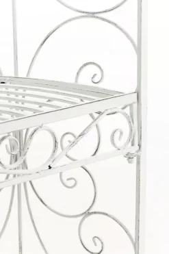 New Rosie Half Gazebo with Bench - Antique White Metal Garden Trellis Pavilion Valvbågar, Spaljéer, Bersåer & Pergolor