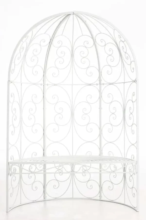 New Rosie White Metal Half Gazebo with Bench - Garden Trellis Pavilion for Climbing Plants, 178cm H x 120cm W Valvbågar, Spaljéer, Bersåer & Pergolor