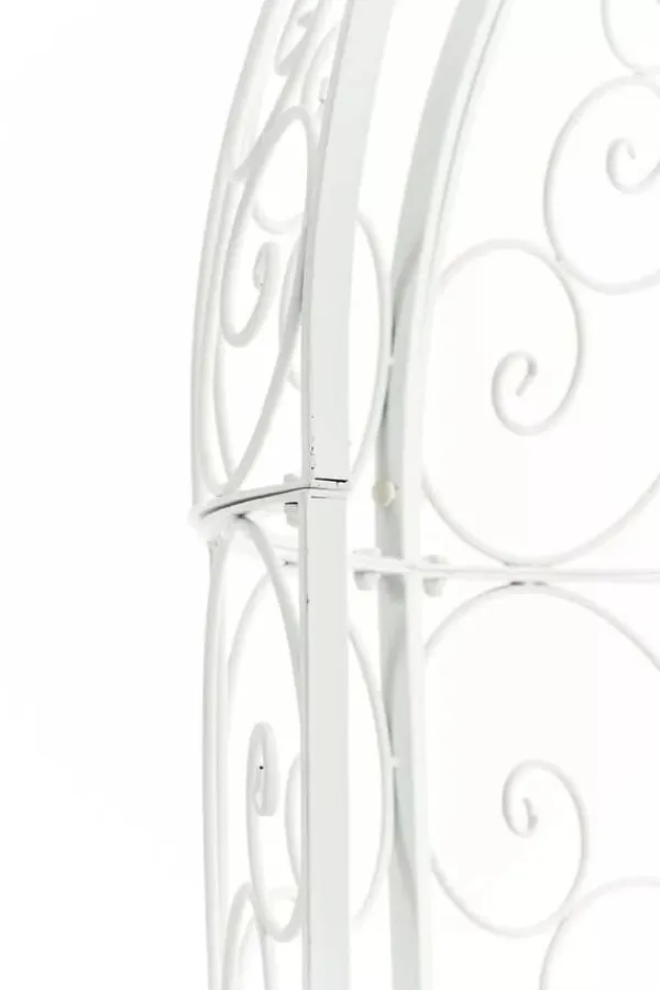 New Rosie White Metal Half Gazebo with Bench - Garden Trellis Pavilion for Climbing Plants, 178cm H x 120cm W Valvbågar, Spaljéer, Bersåer & Pergolor
