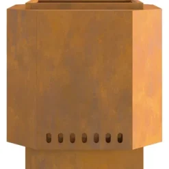 Rostfri eldstad i väderbeständigt stål - Rustik utomhuseldstad | Storlek: 48x48x51 cm | Färg: Grå