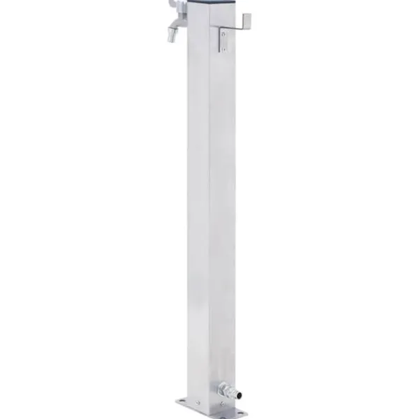 Outlet Rostfri vattenpost 60 cm - Fyrkantig trädgårdskran med krok | Färg: Rostfritt stål | Storlek: 60 cm Bevattning