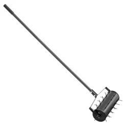 Rullande Gräsmatta Aerator 18, Tungt Manuell, Svart, Hög hållbarhet, Optimal Gräshälsa