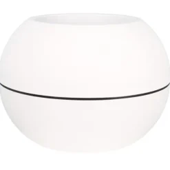 Rund blomlåda - RIVIERA - GRANIT BOULE - Plast - D40 x H28 cm - Vit