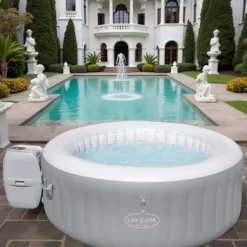 Rund uppblåsbar jacuzzi – Ø216 cm – 6 personer – 140 luftstrålar – Inklusive tillbehör – Med vattenavhärdare och timerfunktion