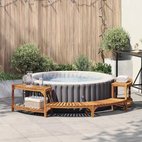 vidaXL Rund utomhus bubbelpool omgivning Brun 272 x 120 x 55.5 cm