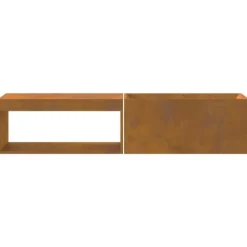 Best Rustik eldstad i väderbeständigt stål med vedförvaring | Storlek: 160x45x35 cm | Färg: Stålgrå Öppna Spisar