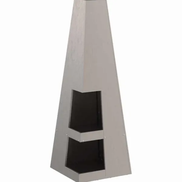 Rustik eldstad med vedförvaring - Utomhus campingugn | Färg: Stål | Storlek: 35x35x100 cm
