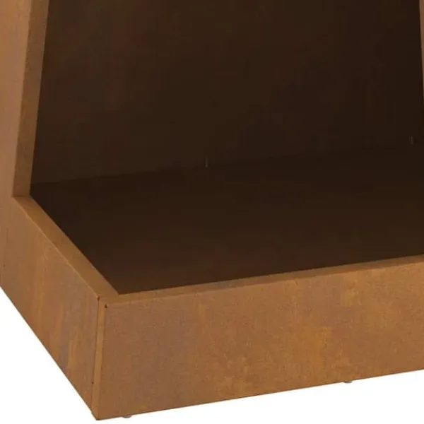 Rustik eldstad med vedförvaring - Utomhus campingugn | Färg: Stål | Storlek: 35x35x100 cm