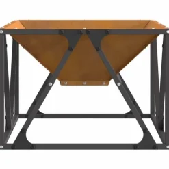 Rustik fyrkantig eldstad i väderbeständigt stål | Storlek: 50x50x35 cm