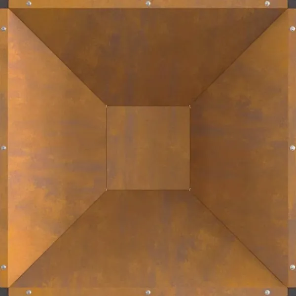 Rustik fyrkantig eldstad i väderbeständigt stål | Storlek: 50x50x35 cm
