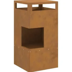 New Rustik utomhus eldstad i väderbeständigt cortenstål | Storlek: 50x50x100 cm Öppna Spisar