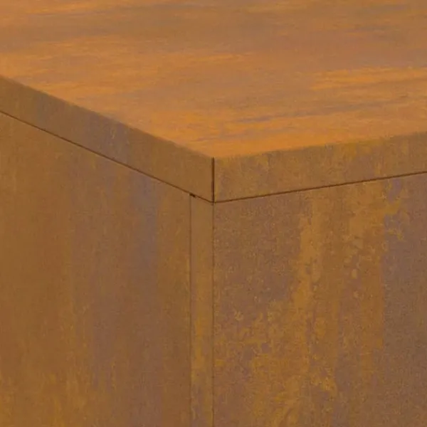 Clearance Rustik utomhus eldstad med vedförvaring - Väderbeständigt stål | Storlek: 100x100x30 cm Öppna Spisar