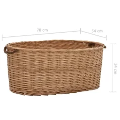 Rustik vedkorg med bärhandtag - Mångsidig förvaring | Färg: Naturlig pil | Storlek: 78x54x34 cm