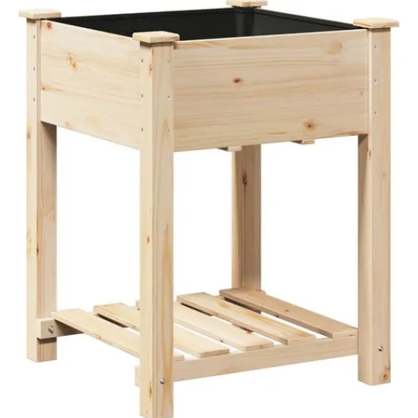 Sale Rustikt växtställ i massivt trä - Höjd växthylla för inomhus och utomhus | Storlek: 60x60x76 cm | Färg: Furu Växtställ